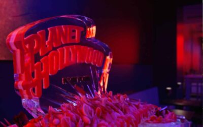 Close up from the top of shrimp cocktail